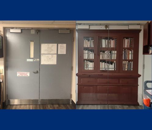 Door mural before and after