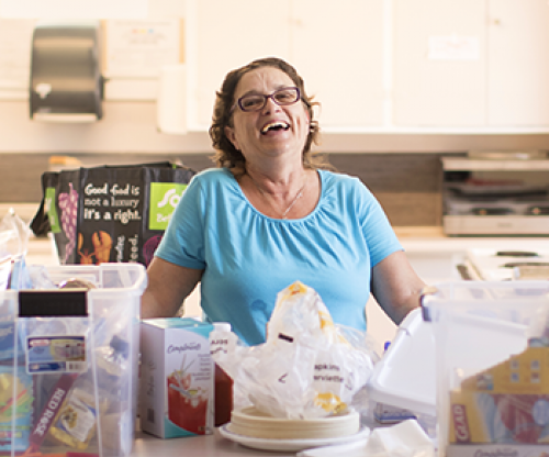 Lady in blue (laughing)